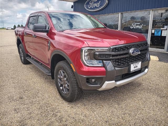 2026 Ford Ranger XLT 4WD SuperCrew 5' Box in Ruby Red Metallic Tntd Clearcoat — front three-quarter view